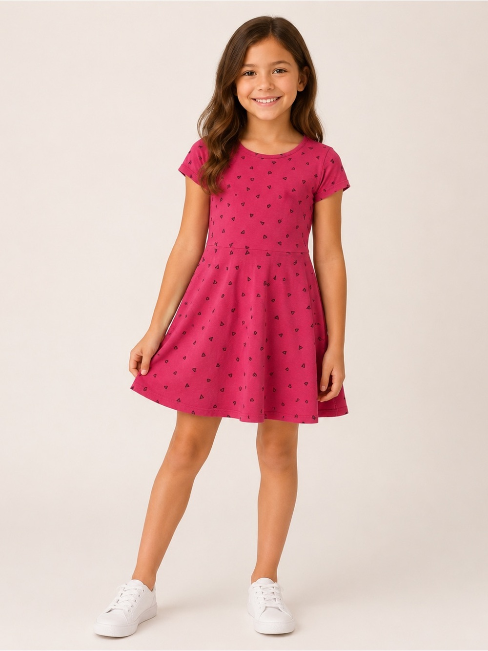 George Hot Pink Short Sleeve Triangle Print Knit Dress